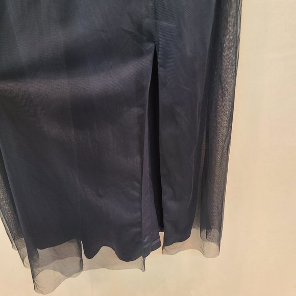 Adrianna Papell Formal Dress Beaded Sequin Womens 4 Navy Blue Short Sleeve Maxi - Picture 6 of 16